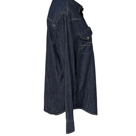 Frye & Co. Men’s Chambray Pearl Snap Button Denim Western/Cowboy Shirt - Picture 5 of 11